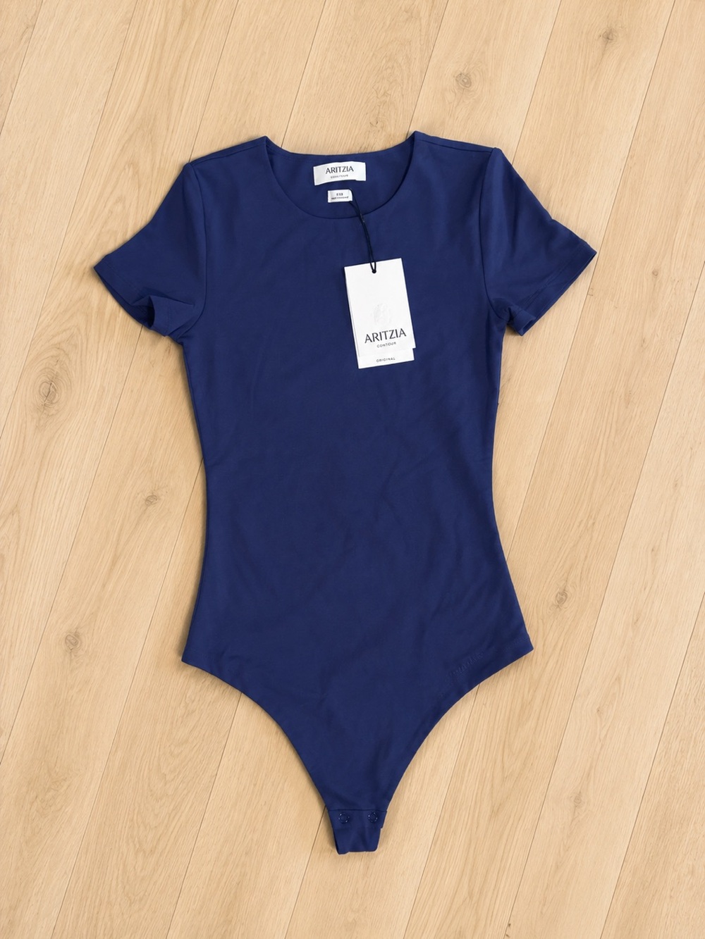 Aritzia Navy Blue Short-Sleeve One-Piece Bodysuit